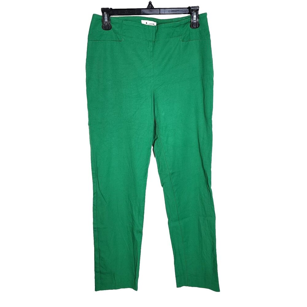 Talbots Womens Dress Pants Chino Size 4 Green Mid Rise Side Zip Pockets Spandex